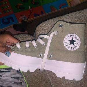 army green converse platform